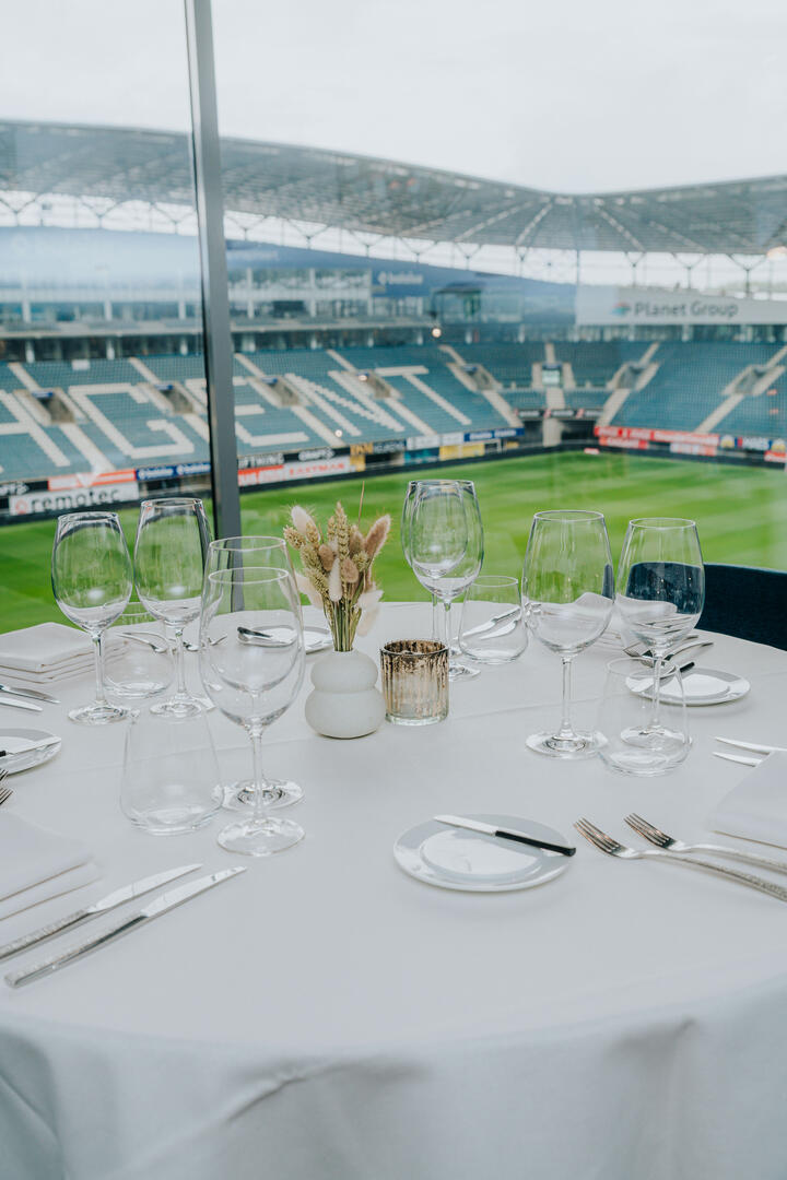 Dinner table overlooking the stadium