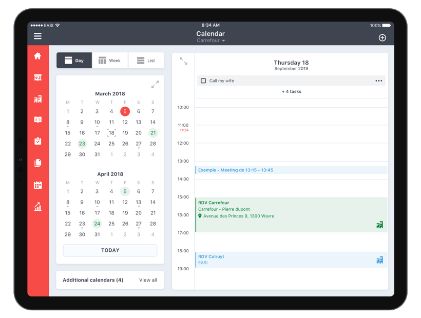 SmartSales calendar and task view
