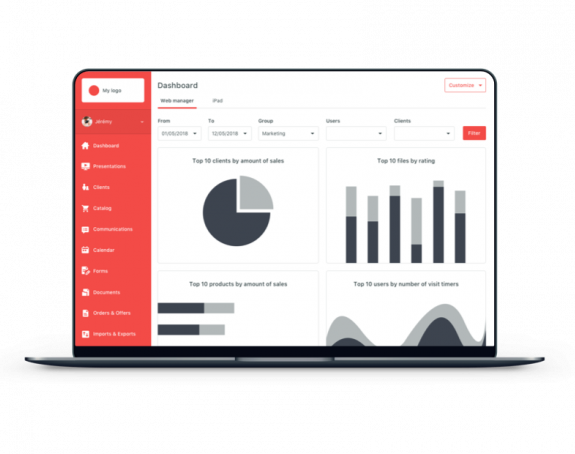 SmartSales web manager dashboard